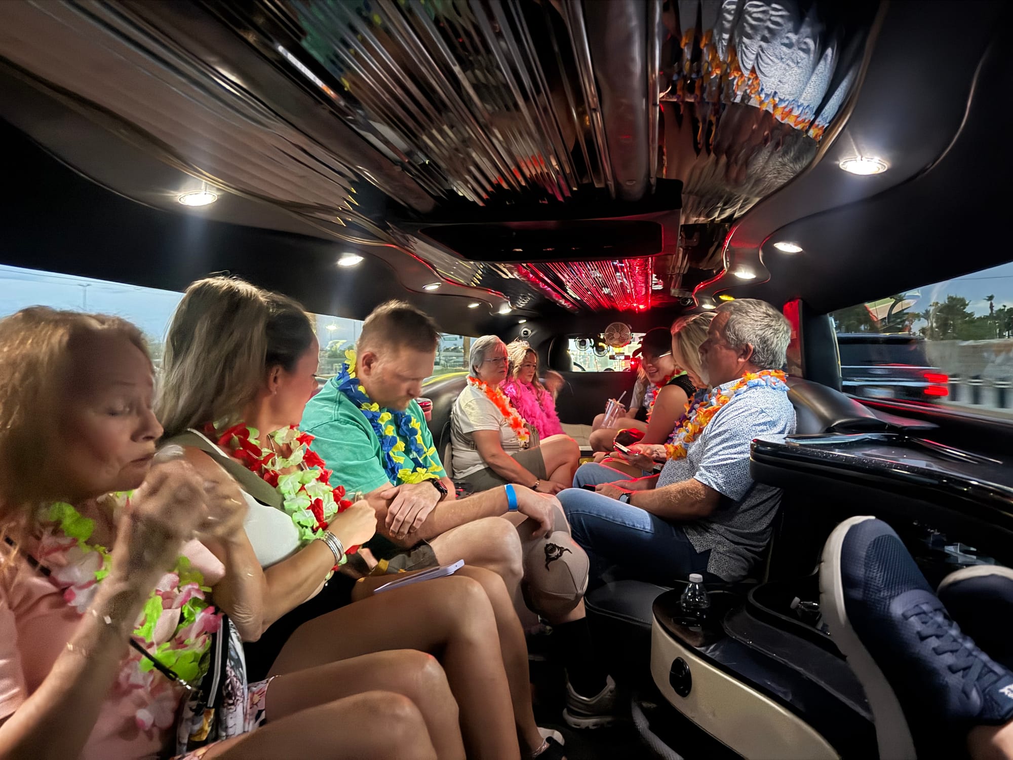 Inside the limo