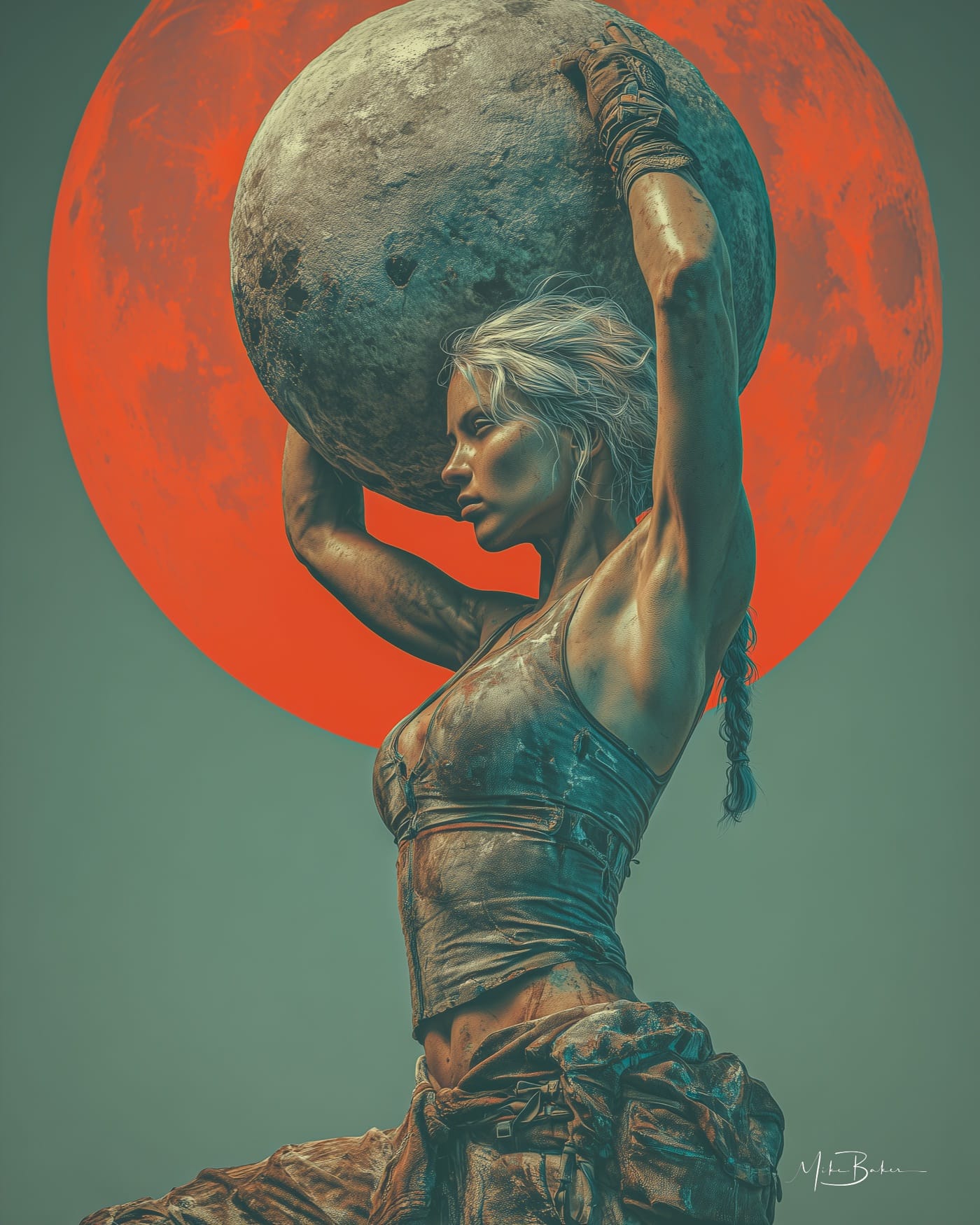 A woman carrying the world