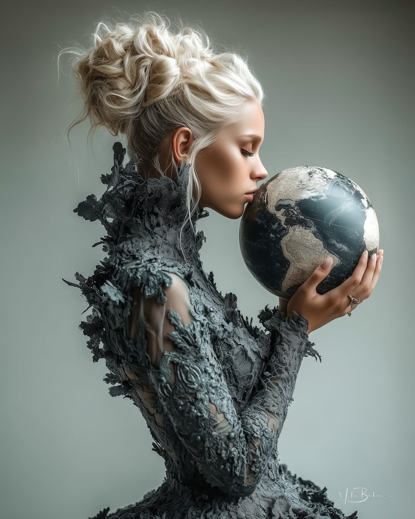 A woman carrying the world