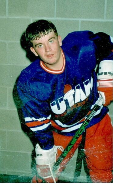 Young Mike Baker in a Utah hockey jersey