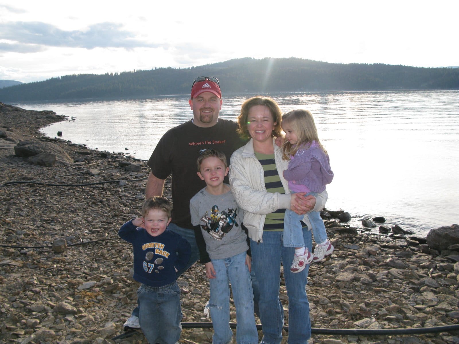 The Baker family on the shore of Lake Coeur d'Alene in 2010